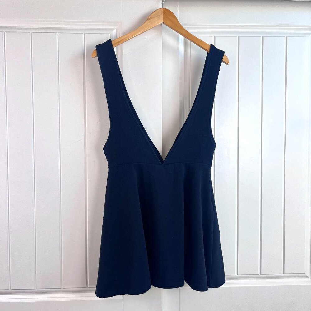 A02 Black Label Women's Deep V Pinafore Dress Black Size M Cat Twee